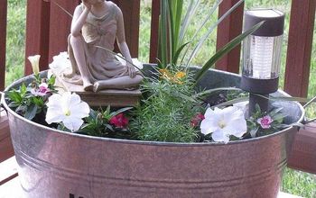 Metal Galvanized Tub Turned Mini Flower Garden