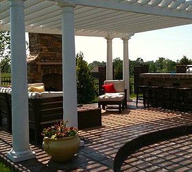 creating a gorgeous outdoor space, decks, outdoor living, Pergola outdoor chimney and outdoor kitchen