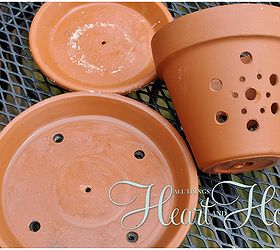 diy bird feeder from a flower pot, crafts, flowers, gardening, repurposing upcycling, You have to drill several holes in the pots saucers and to do this you ll need a drill with a masonry bit After soaking your terra cotta and marking your holes slowly drill over markings applying steady pressure as you drill