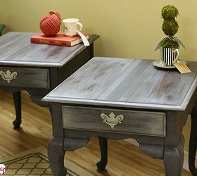 handpainted gray french grain sack end tables, chalk paint, painted furniture, Queen Anne style end tables painted to look like French Grain Sacks