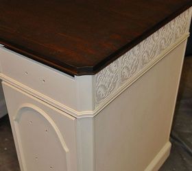 elegant country chic desk redo, painted furniture, Here is the textured wallpaper I was talking about Now this desk had the trim detail necessary to be able to use this paper I go into detail in my blog on how to apply this paper so I am going to let you visit there to find out how