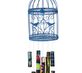 bird cage bamboo wind chime, crafts, repurposing upcycling, Use a birdcage as the base for a lovely windchime