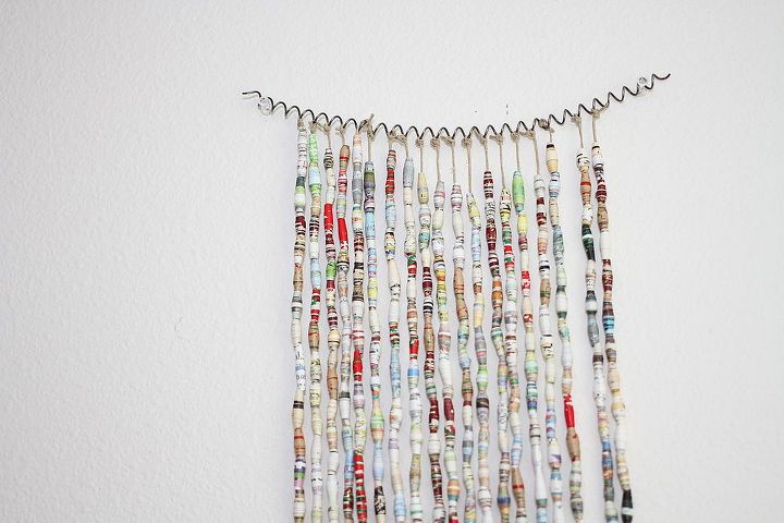 colorful recycled book bead curtain art, crafts, home decor, repurposing upcycling