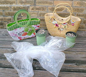 turn a purse into a planter, flowers, gardening, repurposing upcycling, All I needed was a purse or two some plastic bags without holes in them and some pea gravel