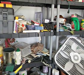 a garage makeover, cleaning tips, garages, organizing, The shelves went from lookin like this