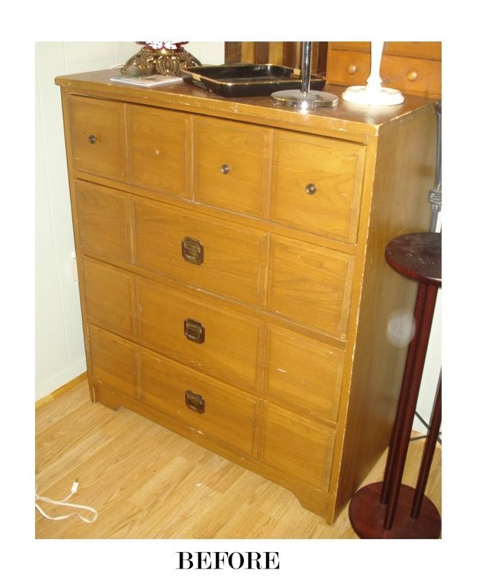 drab to delightful dresser revival, painted furniture, He sat in this corner for months before I hauled him upstairs for a makeover Broke my dang big toe in 2 places when it toppled half way up hope it heals before flip flop weather