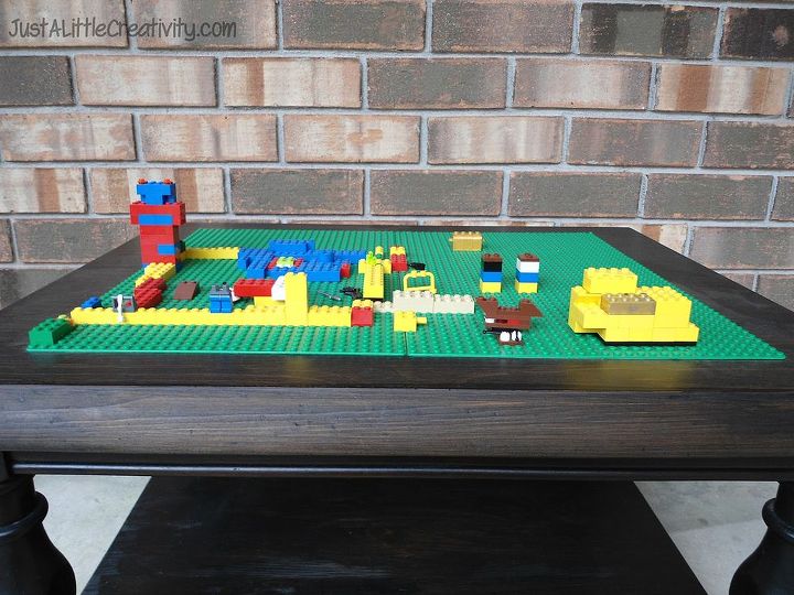 homemade lego table from an end table, painted furniture