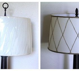 diy challenge drum shade makeover, crafts, The before and after of Wayfair s hard back linen drum shade