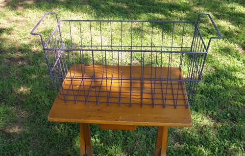 wire basket upcycle and repurpose, Spray painted this one Gloss Purple both Krylon colors for my daughter s car