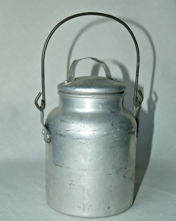 industrial vintage and antique finds a fresh look, repurposing upcycling, Vintage aluminum Farm Girl Milk Pail