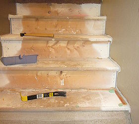 Removing Carpet From Stairs And Painting Them Hometalk   1steponerippingoutnastycarpetjpg 149b4977d3f8a192e7a94a96346f73da 