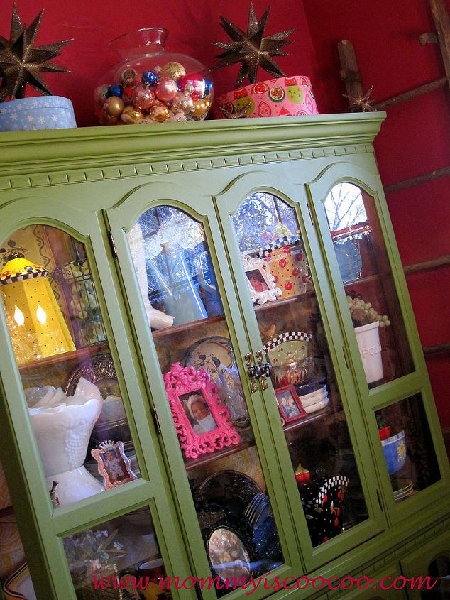 christmas decorating ideas, seasonal holiday d cor, Vintage China Cabinet with Christmas decorations