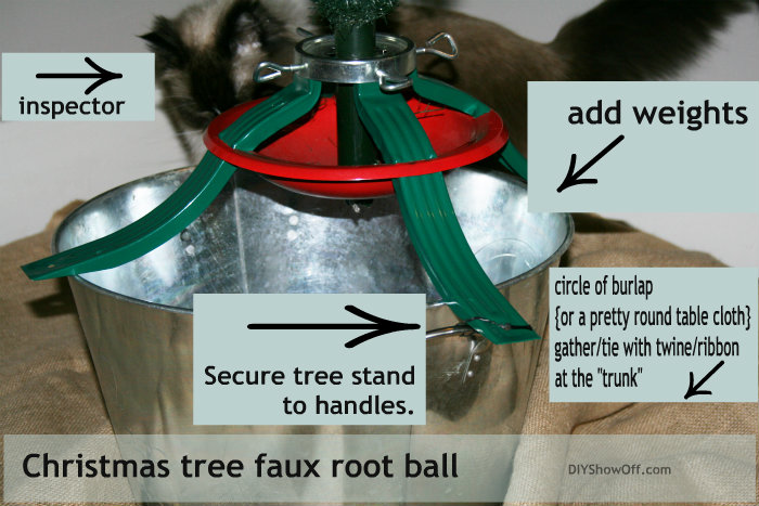 tips for decorating a christmas tree, christmas decorations, seasonal holiday decor, How to create a faux root ball