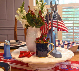 the gals from anything blue, home decor, painted furniture, patriotic decor ideas, seasonal holiday decor, wreaths, Patriotic tablescape