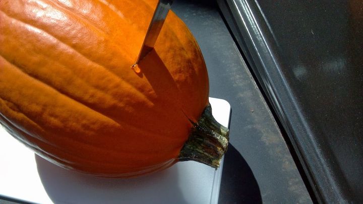 prep your pumpkin, go green, If you cook it whole before scooping out the seeds MAKE SURE TO VENT
