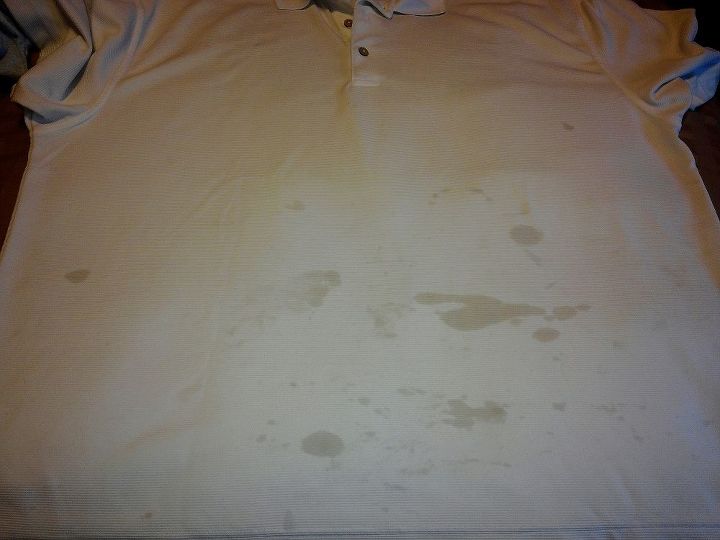 q manchas de lavanderia, camisa del marido llena de manchas de aceite desconocidas