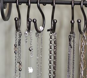 easy decorative ways to organize your jewelry, organizing, The S hooks allow you to add your necklaces easily without having to unhook any clasps etc
