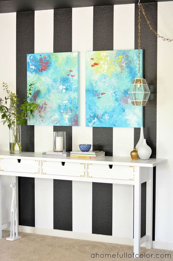 entryway styling, foyer, home decor, painting