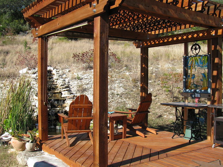 outdoor sitting area, decks, outdoor living, ponds water features, overlooking the pond