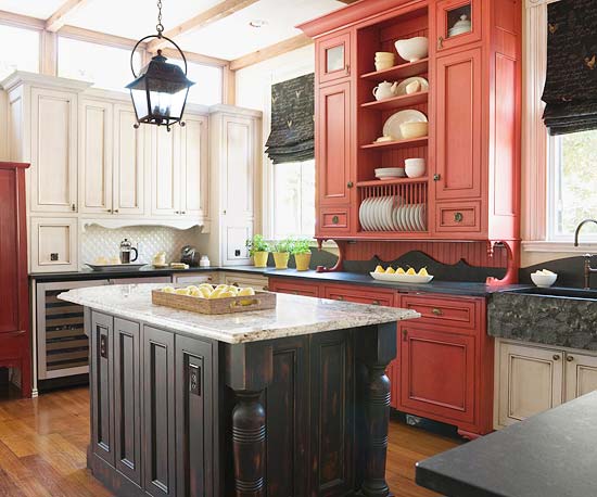 be bold and decorate a room in red to add warmth and coziness this fall, home decor, A warm RED on kitchen cabinets