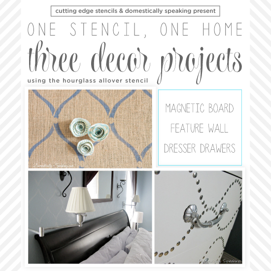 one stencil one home three decor projects, bedroom ideas, crafts, home decor, painted furniture, wall decor, Cutting Edge Stencils shares how one homeowner reused one stencil our Hourglass Allover pattern to create multiple home decor projects