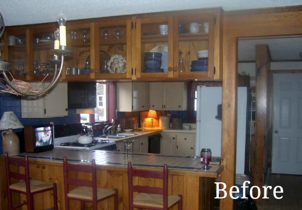 budget friendly farmhouse kitchen update, home decor, kitchen design, Before the kitchen was dark and dated
