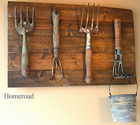 repurposing vintage hand tools, home decor, repurposing upcycling, Some of the rakes are slightly bent to make a better hook