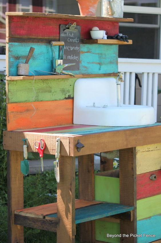 potting bench challenge, outdoor furniture, outdoor living, painted furniture, repurposing upcycling
