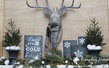 An Easy Winter Mantel and 5 FREE Winter Printables