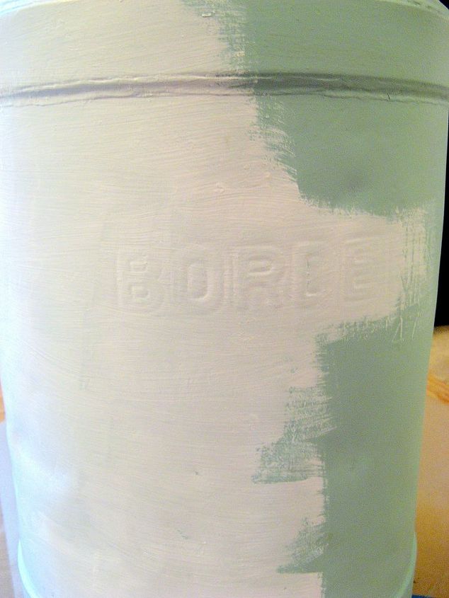 old milk can thrift store find painted with graphics tutorial, chalk paint, crafts, I did a 2 paint technique with latex and chalk paint to get the worn effect I was after