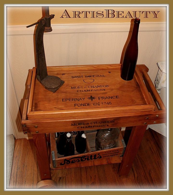 took a store display and turned it into a vintage wine champagne cart, home decor, storage ideas