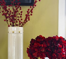 how to create chic black and white striped planters, crafts, painting, The red Hydrangea adds the perfect pop of color