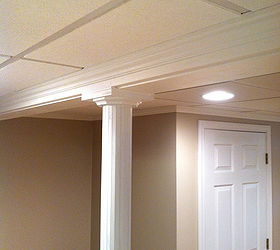 spring 2013 large basement remodel, basement ideas, home improvement, Decorative columns spruce up basement