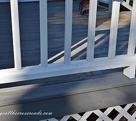 we finally stained our deck, decks, outdoor living, painting, stained deck and painted handrails