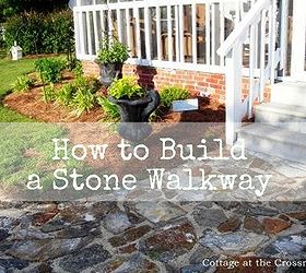 have you thought about building your own stone walkway my husband wrote a post about, concrete masonry, curb appeal, Our Stone Walkway