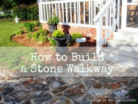 have you thought about building your own stone walkway my husband wrote a post about, concrete masonry, curb appeal, Our Stone Walkway