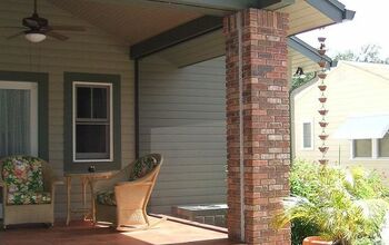 Porch addition with retractable screen in up position. The rain chain has a lovely sound in a gentle rain.