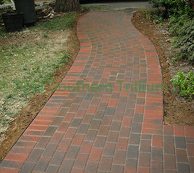 having read a recent post about dry laid flagstone versus pavers i wanted to share a, concrete masonry, curb appeal, diy, how to, patio, tools, Finished walkway after installing pavers compacting and wetting down the polymeric sand