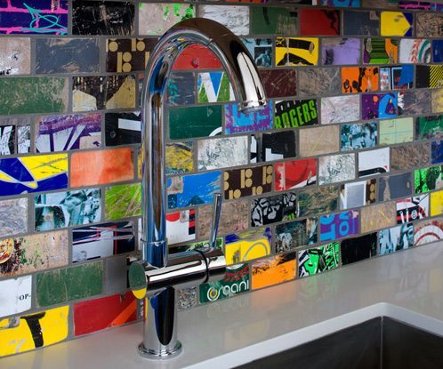 tiles made out of beat up old skateboards, repurposing upcycling, tiling
