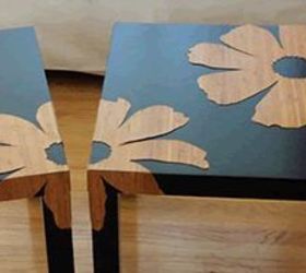 how to decorate a table with a veneer design, painted furniture, woodworking projects, Veneer Flowers