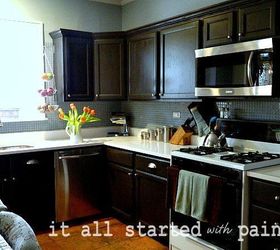 kitchen remodel and no it s not white, countertops, kitchen design, painting, Kitchen remodel painting builder grade oak cabinets