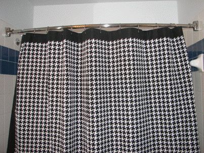 bathroom remodel, new shower curtain