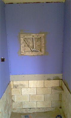 this is a recent bathroom remodel i finished it is a mixture of different travertine, Tiled Shower Niche