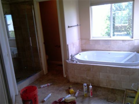 this is a recent bathroom remodel i finished it is a mixture of different travertine