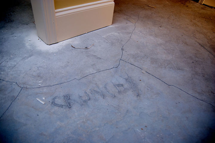 concrete job frightfest here s an update to my previous posts about our basement, basement ideas, concrete masonry, flooring, I could hear crunching and see the floor move up and down along the cracks as I stepped on them