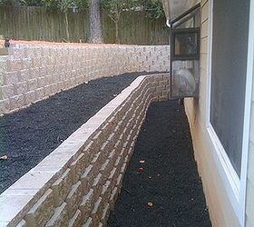 retaining walls, landscape, outdoor living, There are french drains behind each wall and against the house running far away from the home