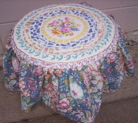 more of my mosaics, painted furniture, tiling, This is a skirted stool
