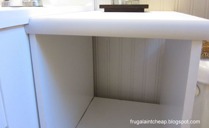 bathroom vanity extra side storage, trim on side storage