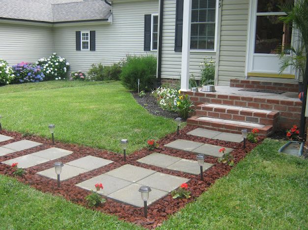 Front Walkway Built Out Of Inexpensive Cement Pavers Red Lava Inexpensive Cement Pavers