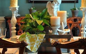 Dinning room Tablescape in yellow and white